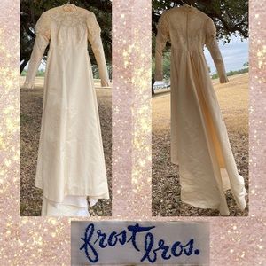 Vintage 1960s Frost Brothers Texas lace Wedding Dress small